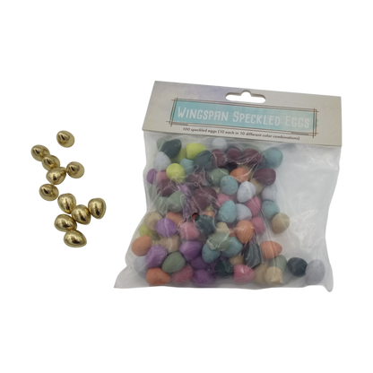 Wingspan Combi-Set speckled plastic and golden metall eggs