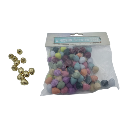 Wingspan Combi-Set speckled plastic and golden metall eggs