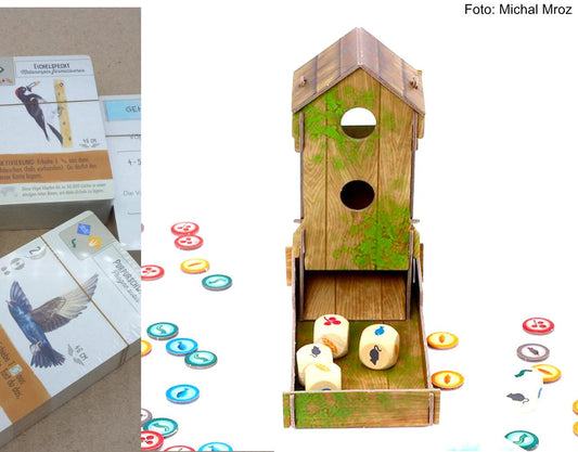 Flügelschlag Kombiset komplettes Kartenset für das Basisspiel und Würfelturm "Bird Feeder"